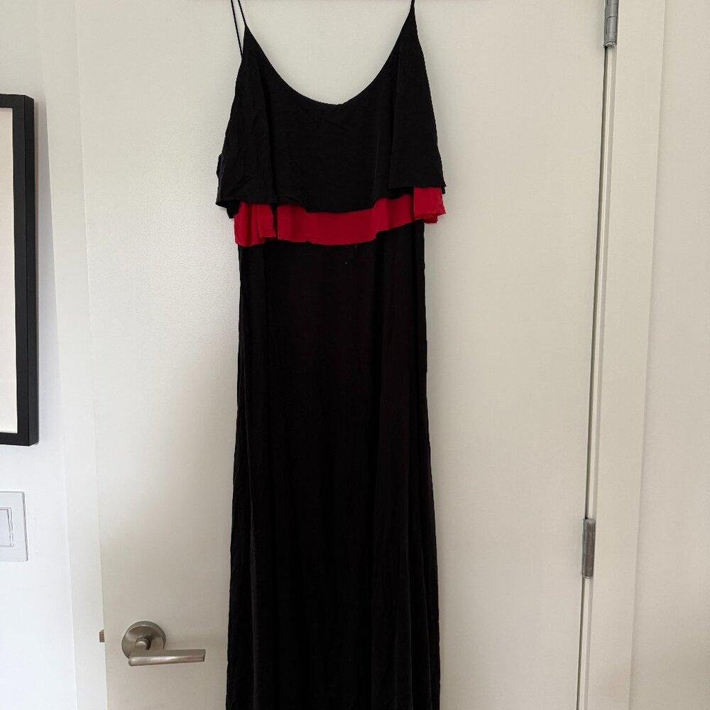 & Other Stories Black and Red Dress with Spaghetti Straps